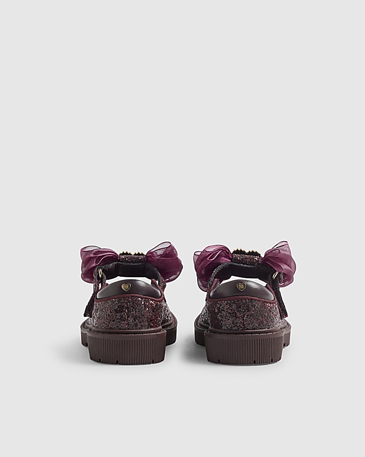 Mini Girls Burgundy Sequin Mary Jane Shoes