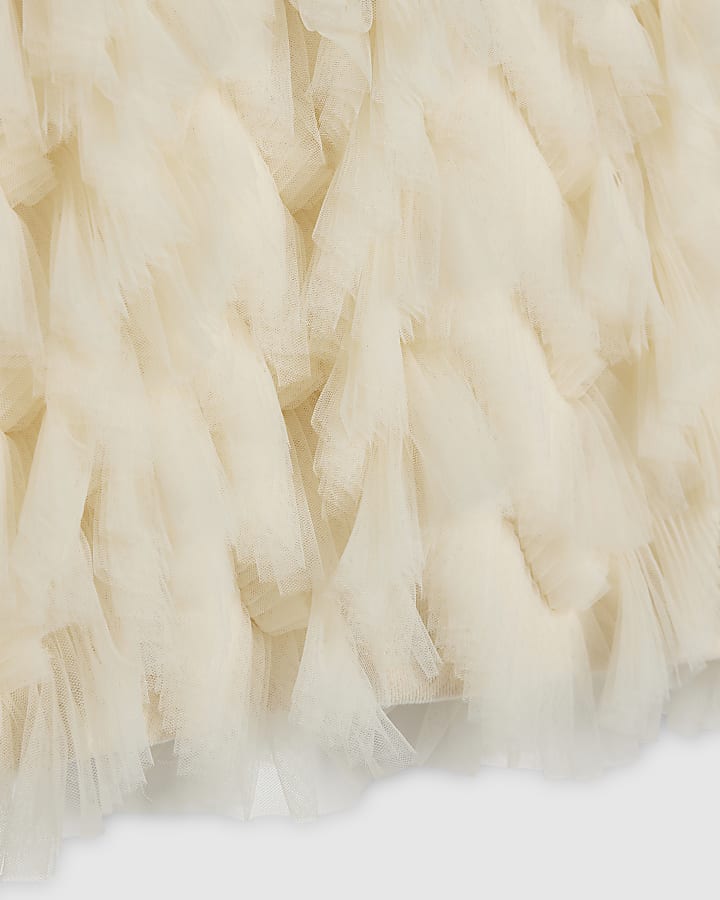 Girls Cream Tulle Bow Jumper Dress