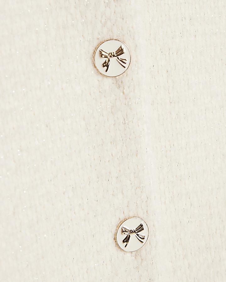 Girls Cream Knitted Fit and Flare Dress