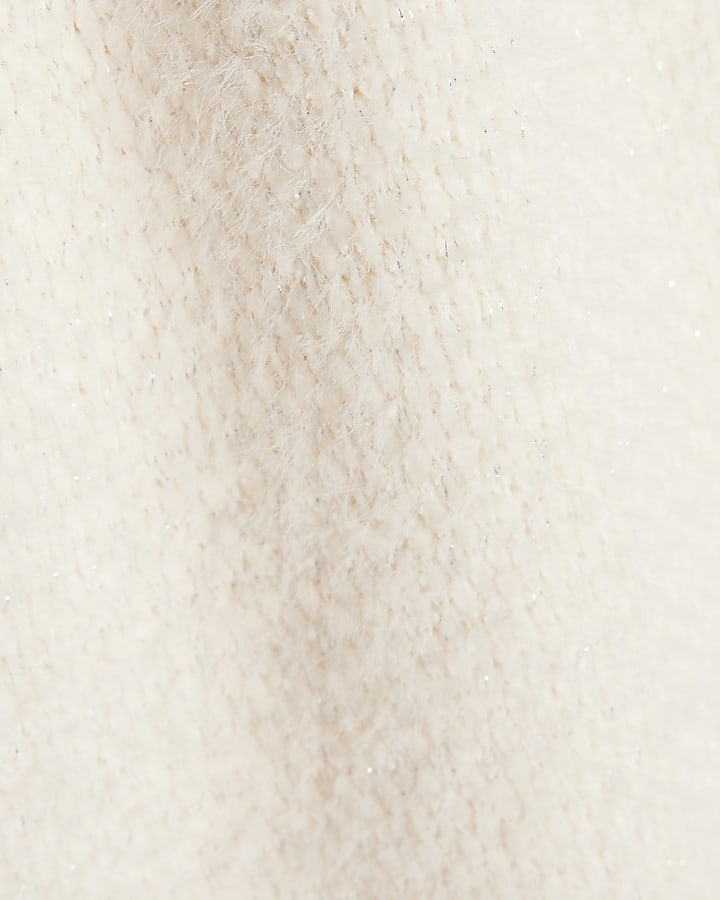 Girls Cream Knitted Fit and Flare Dress