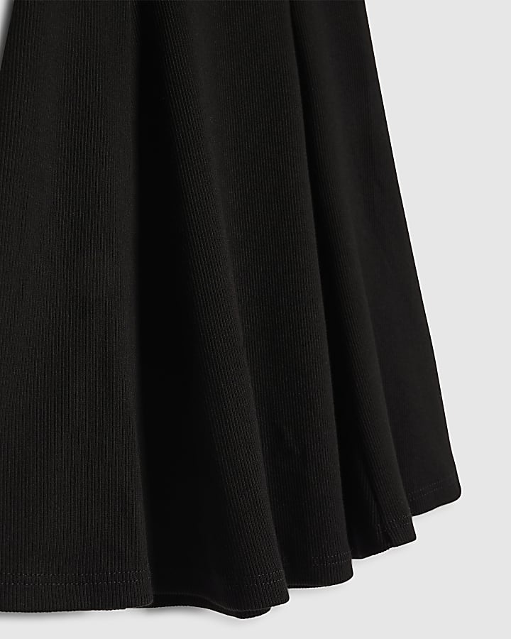 Girls Black Scallop Edge Fit And Flare Dress