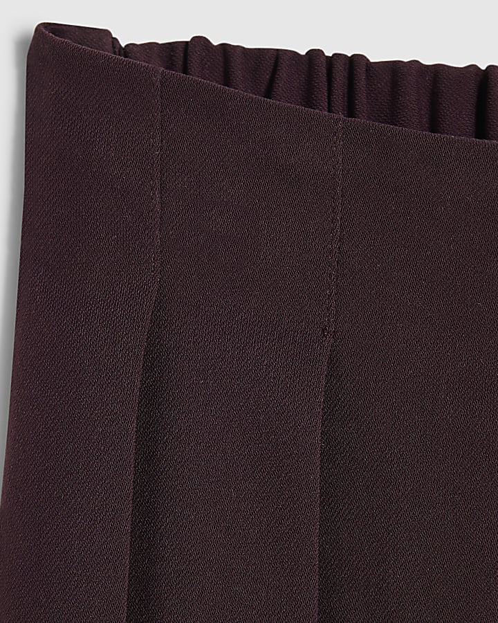 Girls Burgundy Pleated Tailored Trousers