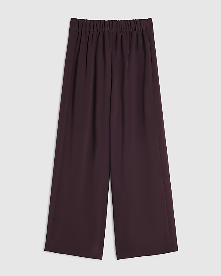 Girls Burgundy Pleated Tailored Trousers