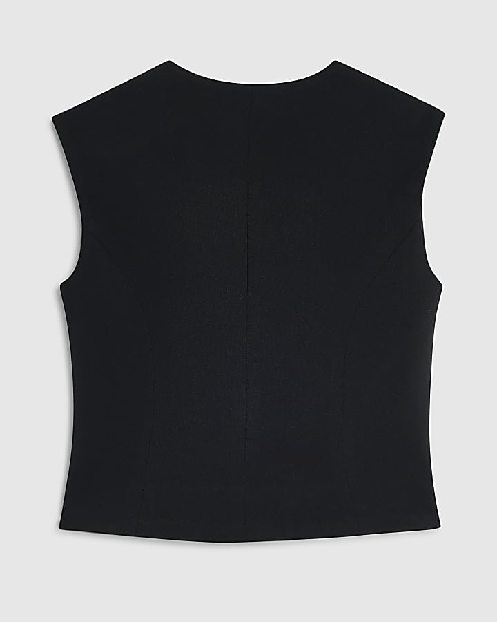 Girls Black Tailored Waistcoat