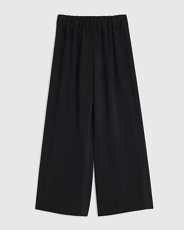 Girls Black Pleated Tailored Trousers