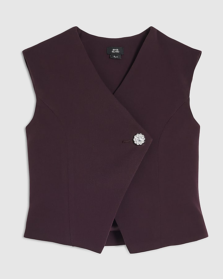 Girls Purple Tailored Waistcoat