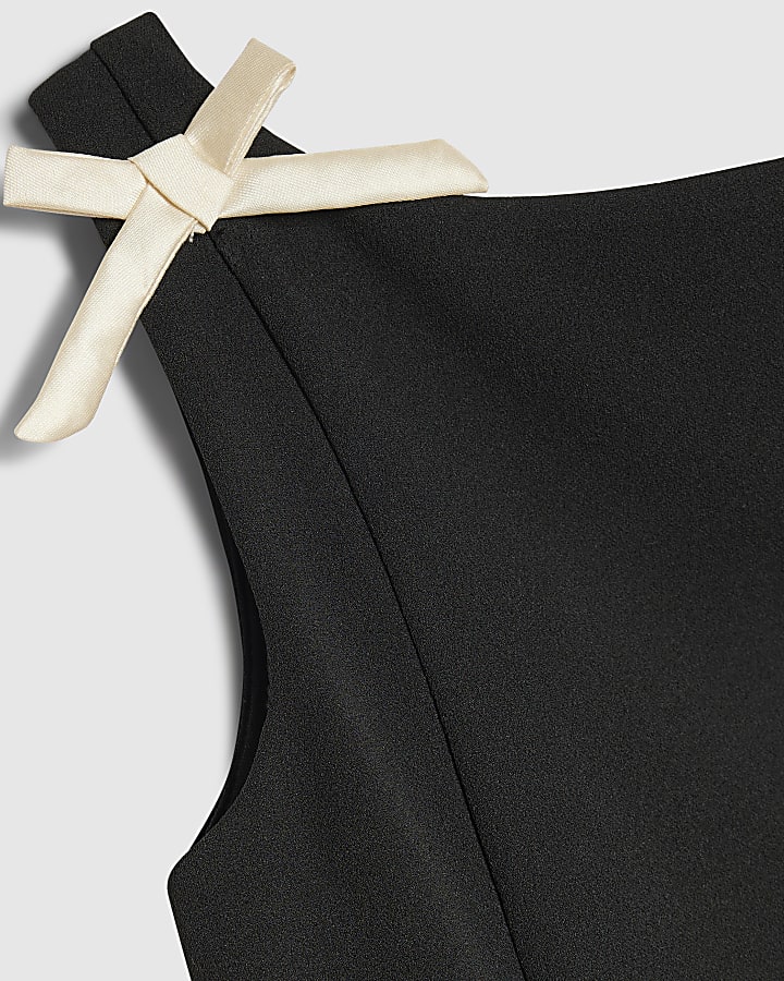 Girls Black Satin Dress