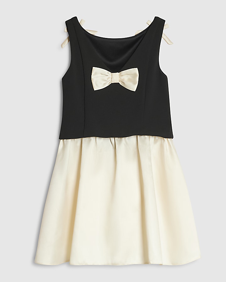 Girls Black Satin Dress