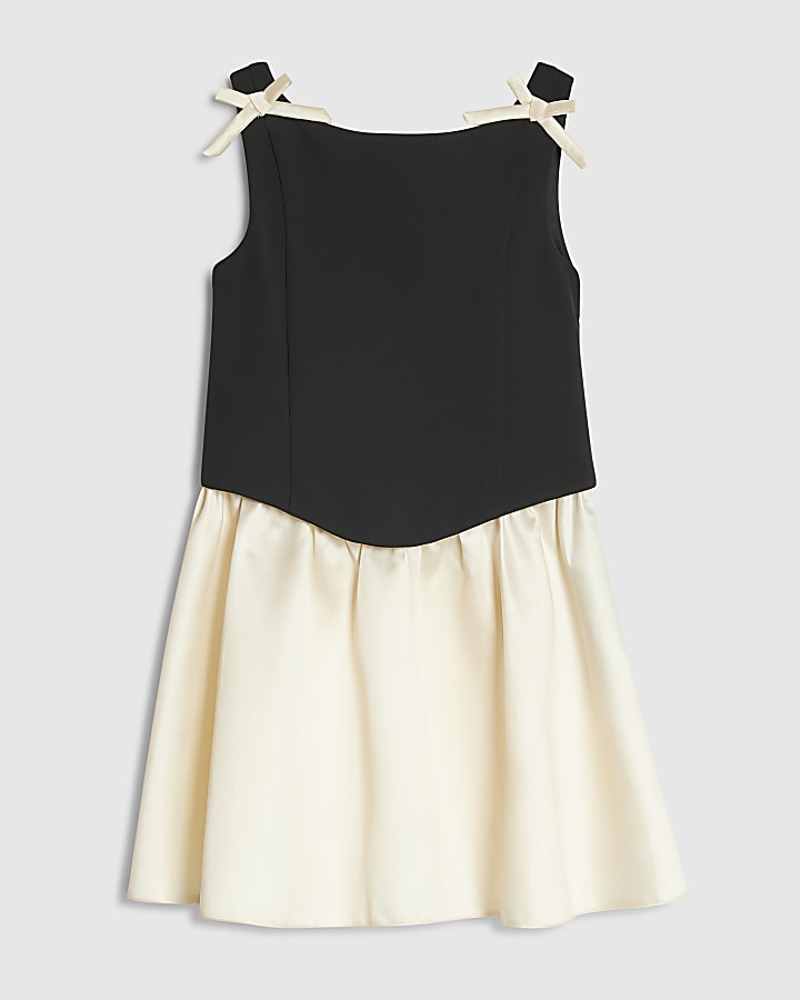 Girls Black Satin Dress