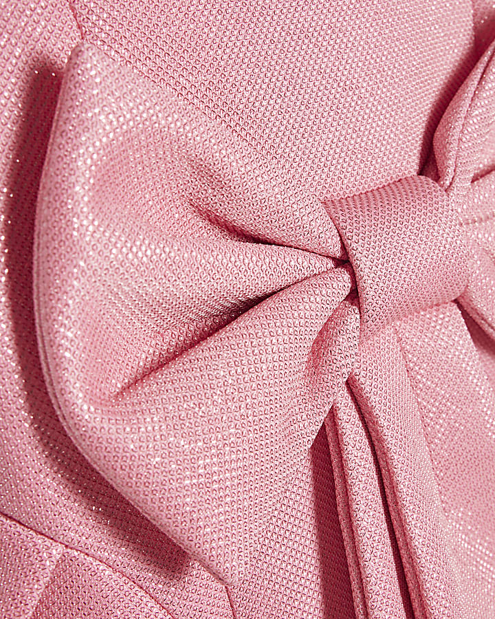 Girls Pink Glitter Bow Skater Dress