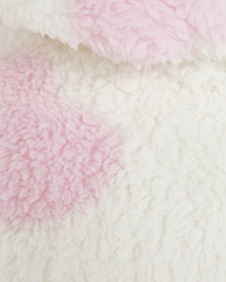 Mini Girls Cream Heart Borg Loungewear Set