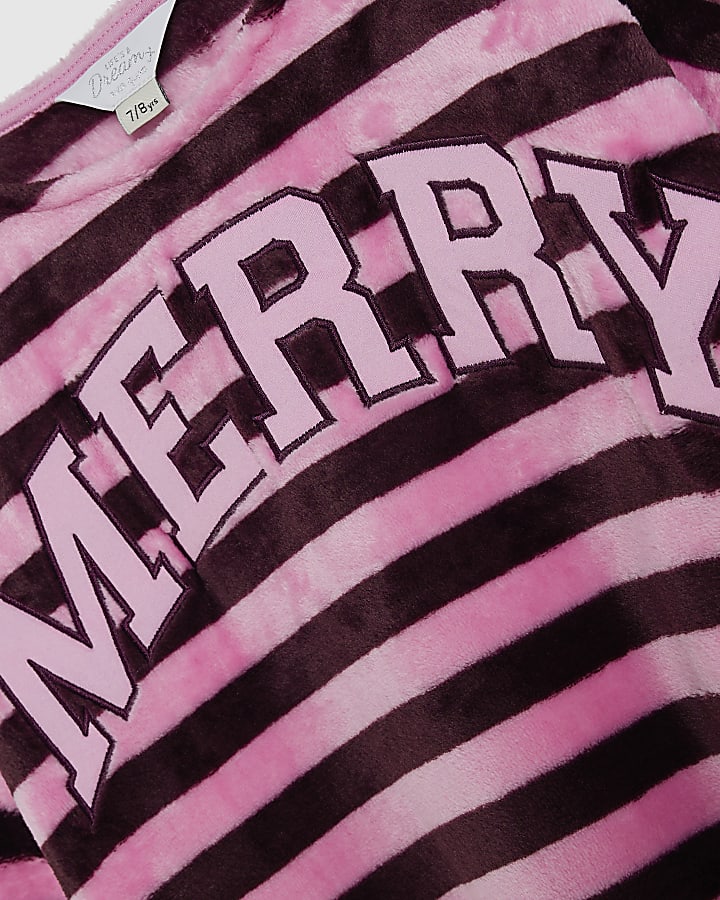 Girls Pink Merry Stripe Loungewear Set