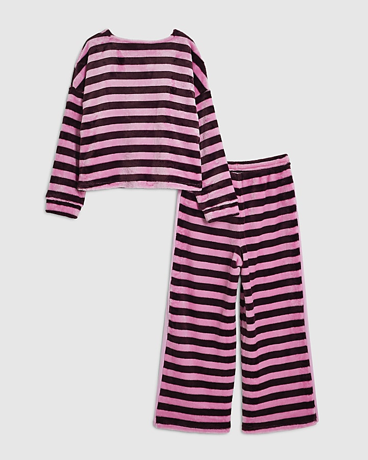 Girls Pink Merry Stripe Loungewear Set