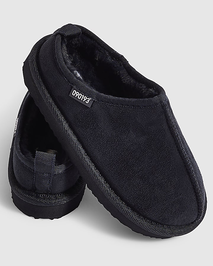 Boys Navy Faux Suede Slippers