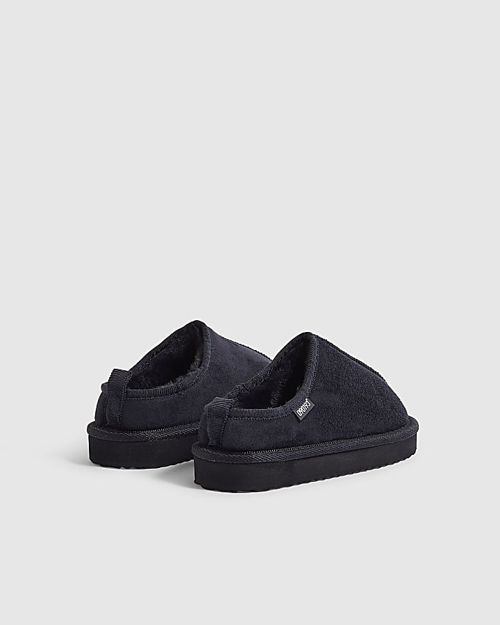 Boys Navy Faux Suede Slippers