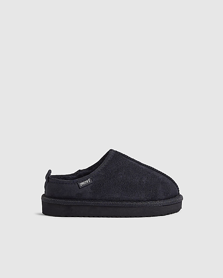 Boys Navy Faux Suede Slippers