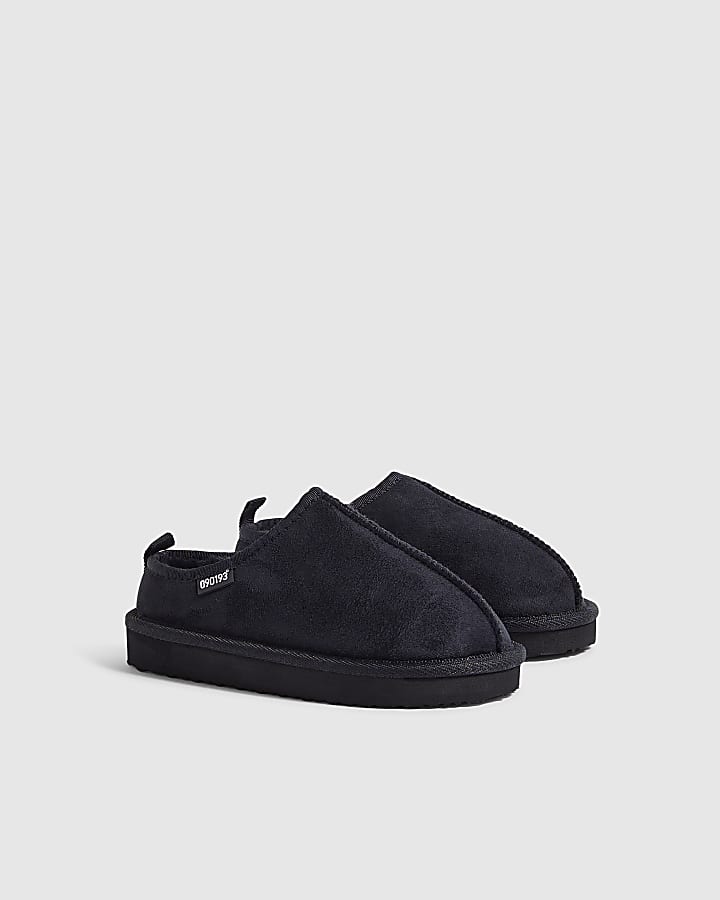 Boys Navy Faux Suede Slippers