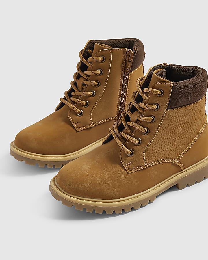 Boys Brown Lace Up Worker Boots