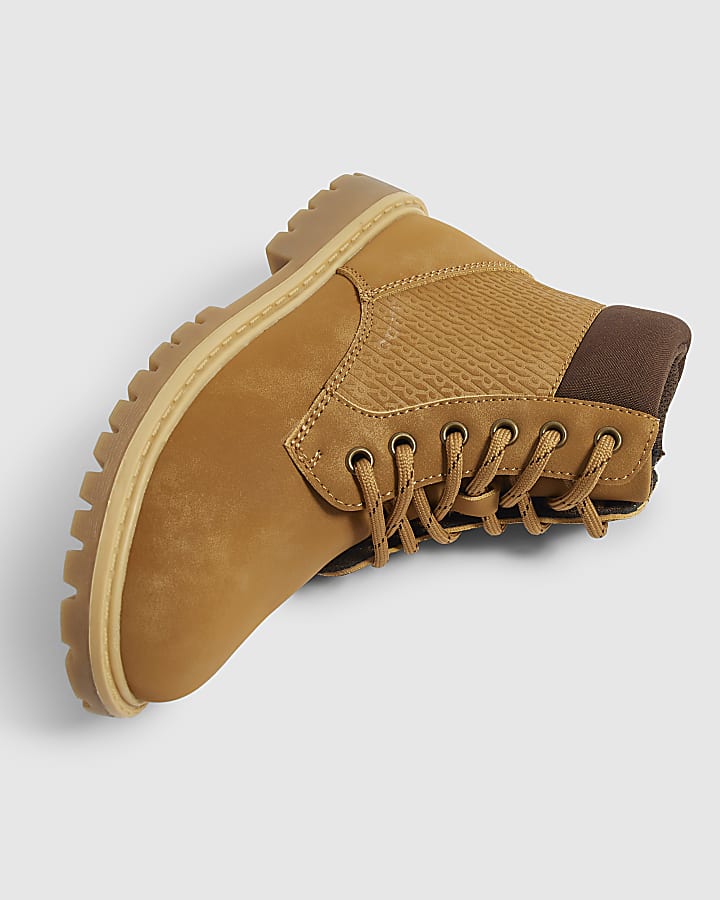 Boys Brown Lace Up Worker Boots