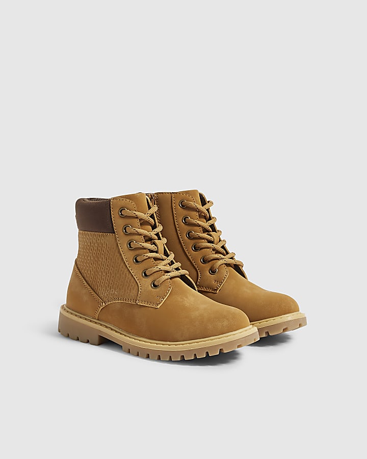 Boys Brown Lace Up Worker Boots