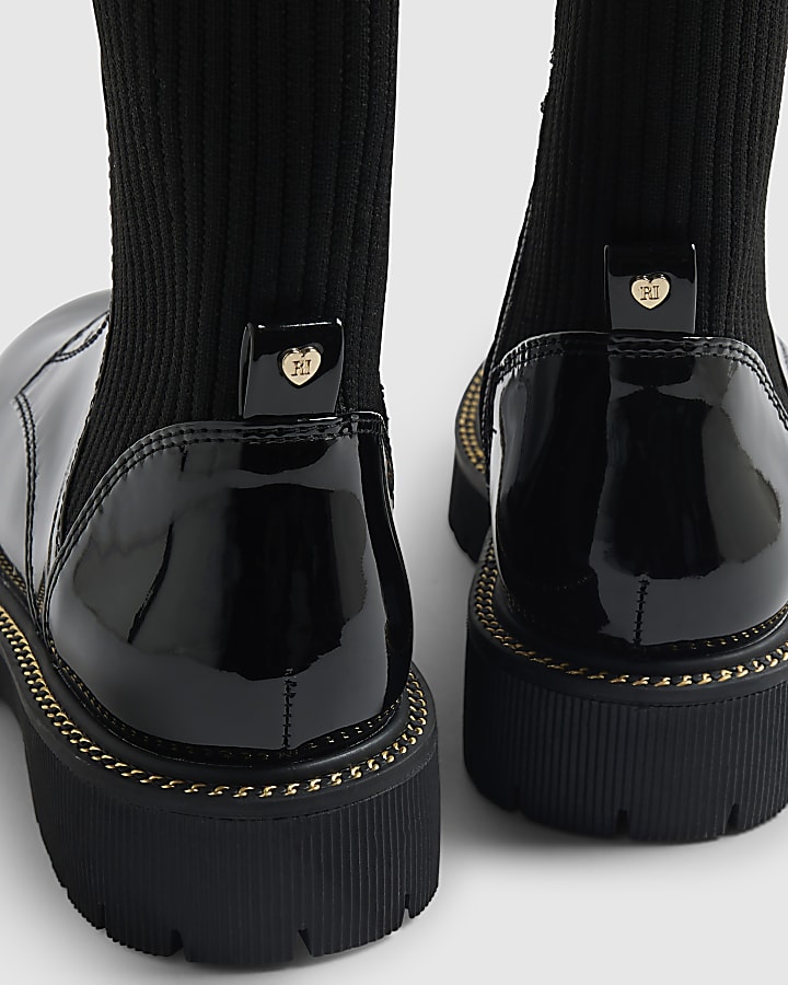 Girls Black Zip Front Boots