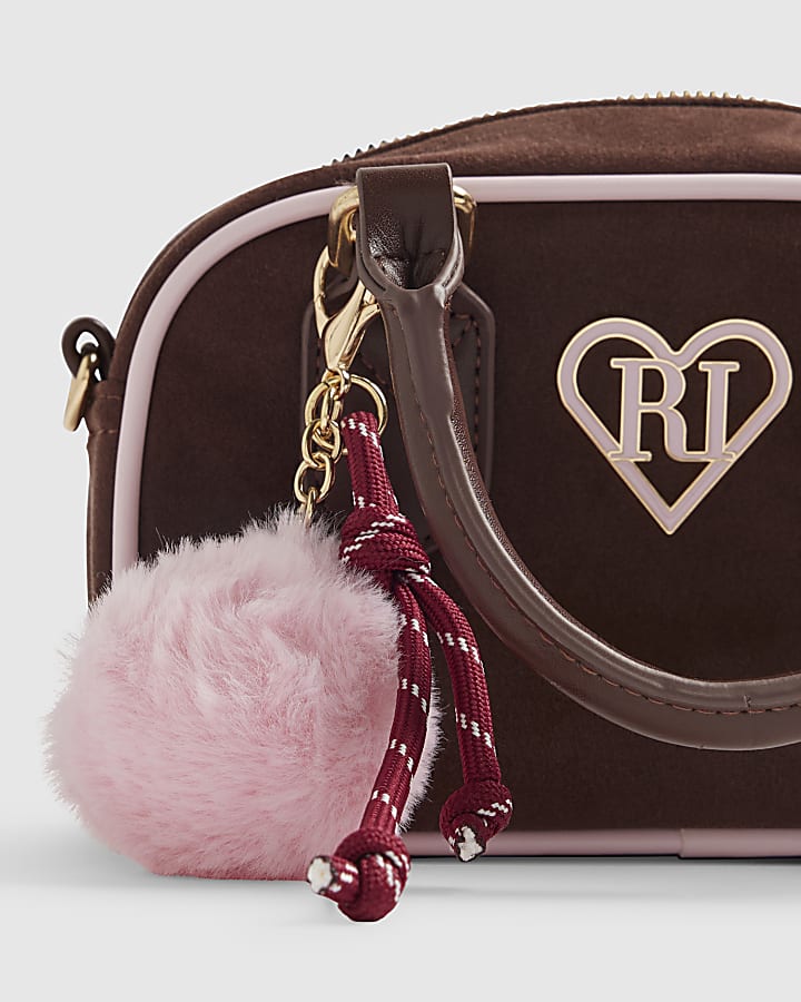 Brown Faux Suede Charm Bag