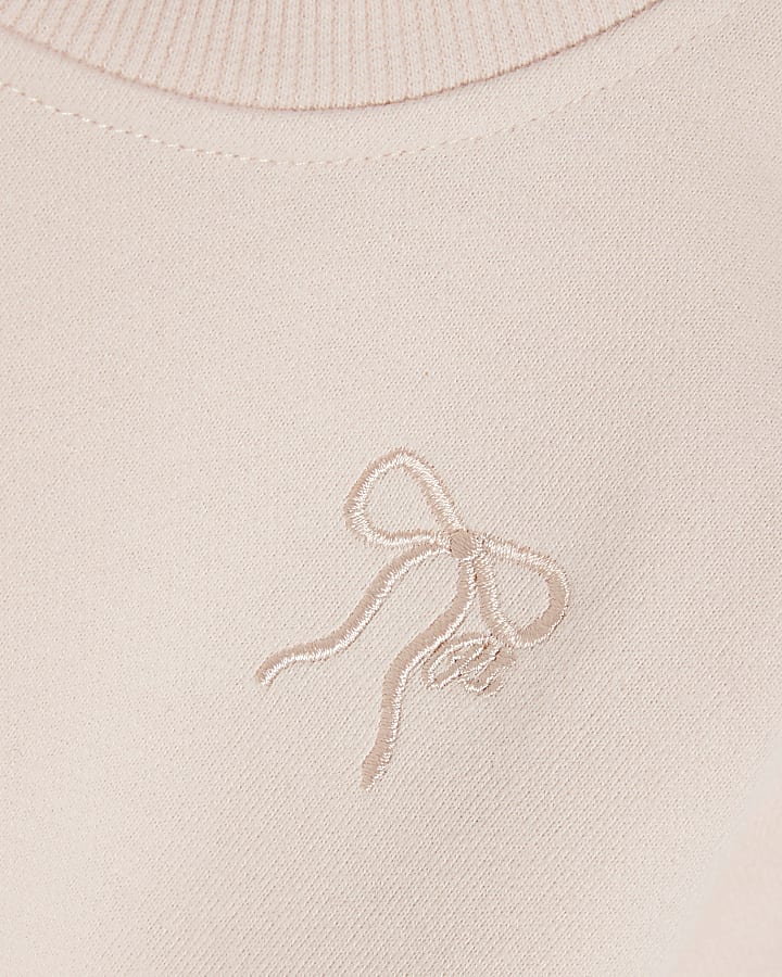 Mini Girls Pink Tulle Hem Sweatshirt Dress