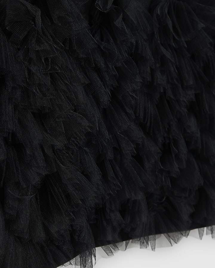 Girls Black Tulle Bow Jumper Dress