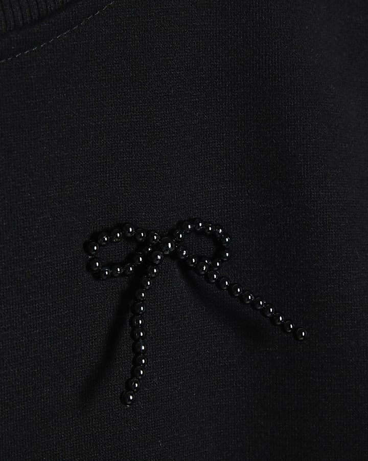 Girls Black Tulle Bow Jumper Dress