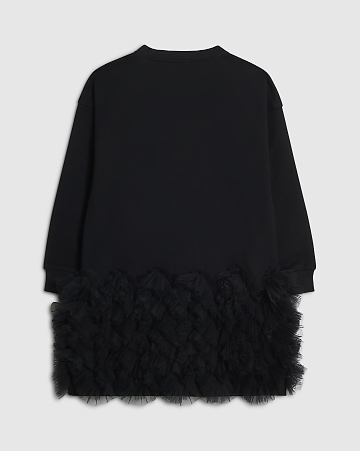 Girls Black Tulle Bow Jumper Dress
