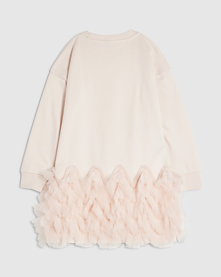 Girls Pink Tulle Bow Jumper Dress