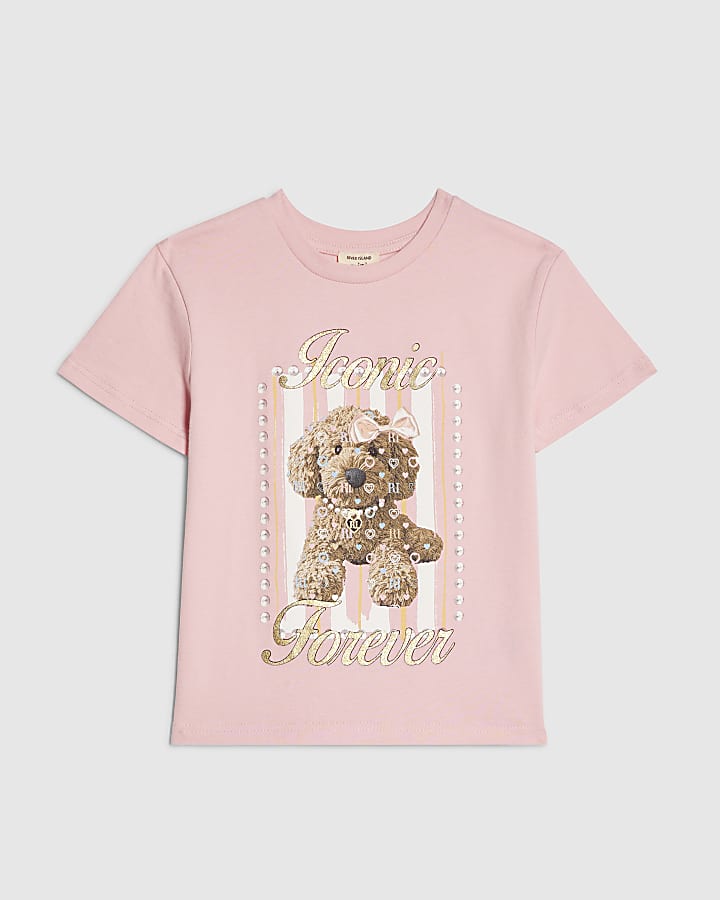 Mini Girls Pink Pooch Iconic Forever T-Shirt