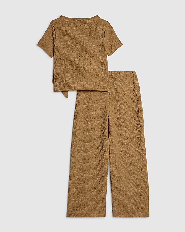 Girls Beige Textured Set