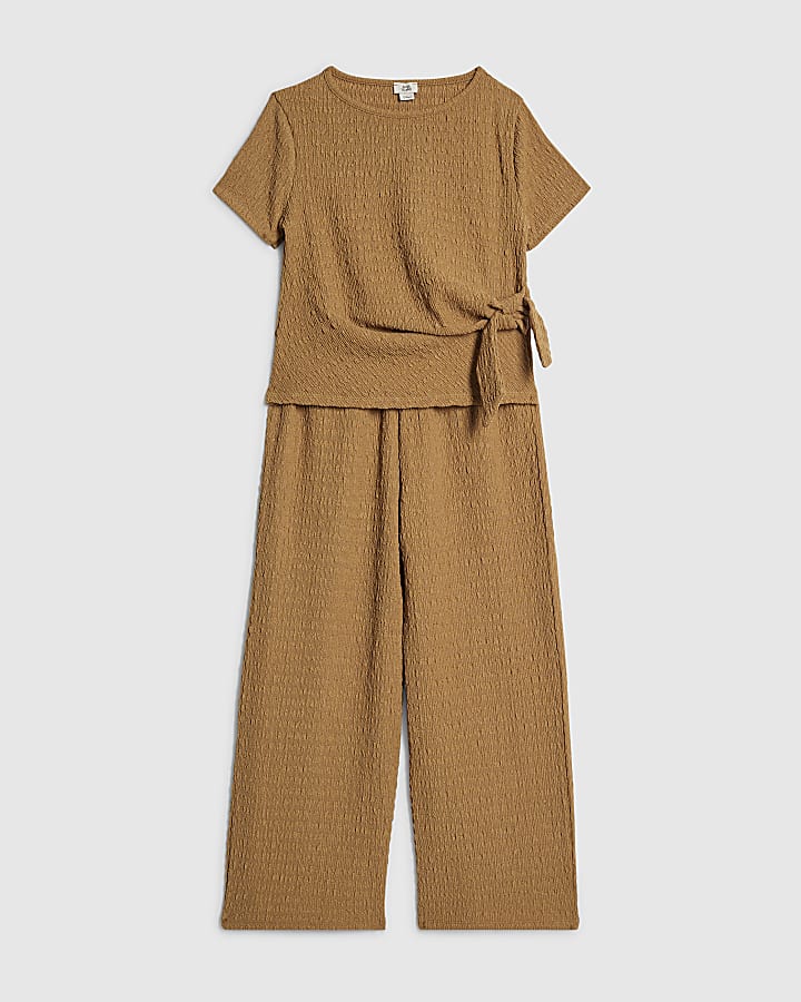 Girls Beige Textured Set