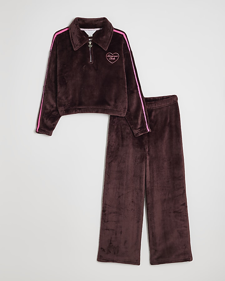 Girl Burgundy Velour Dreamer Club Set
