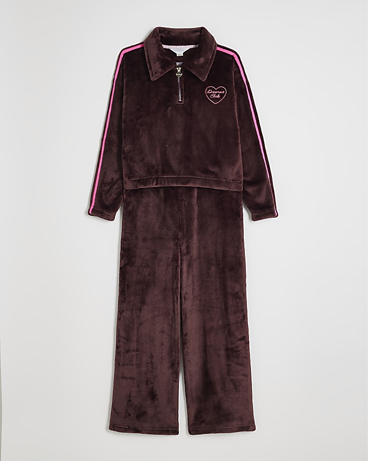 Girl Burgundy Velour Dreamer Club Set