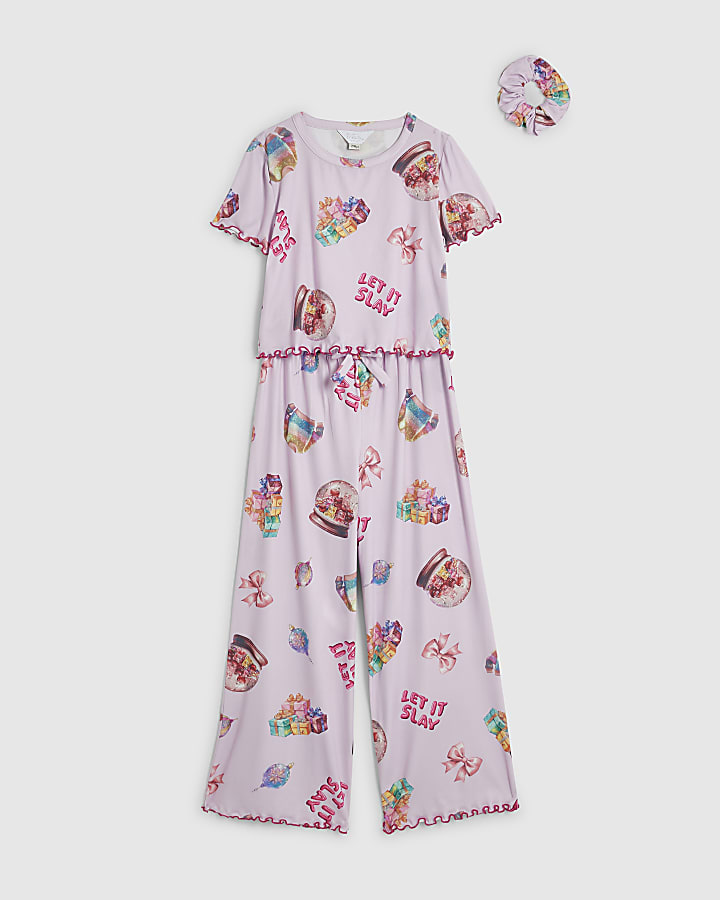 Girls Purple Let It Slay Pyjamas