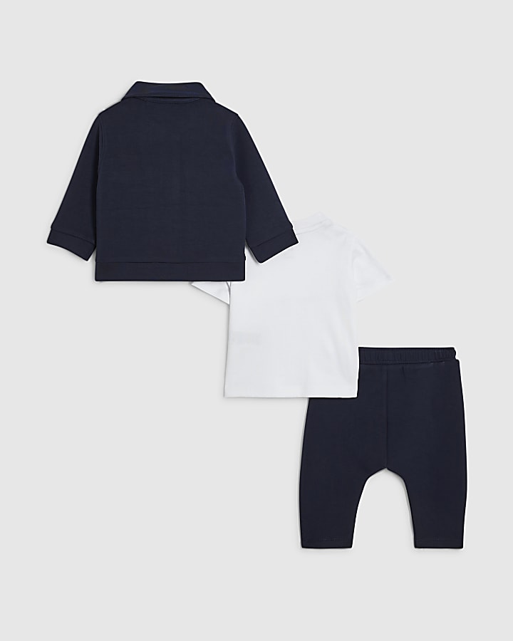 Baby Boys Navy Premium Jacket 3 Piece Set