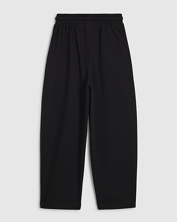 Boys Black Barrel Leg Joggers