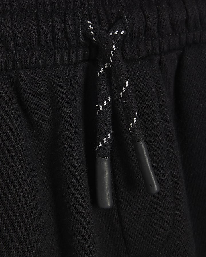 Mini Boys Black Barrel Leg Joggers