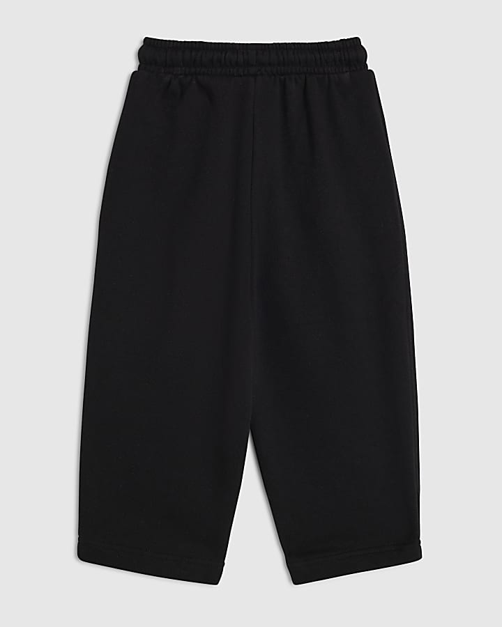 Mini Boys Black Barrel Leg Joggers