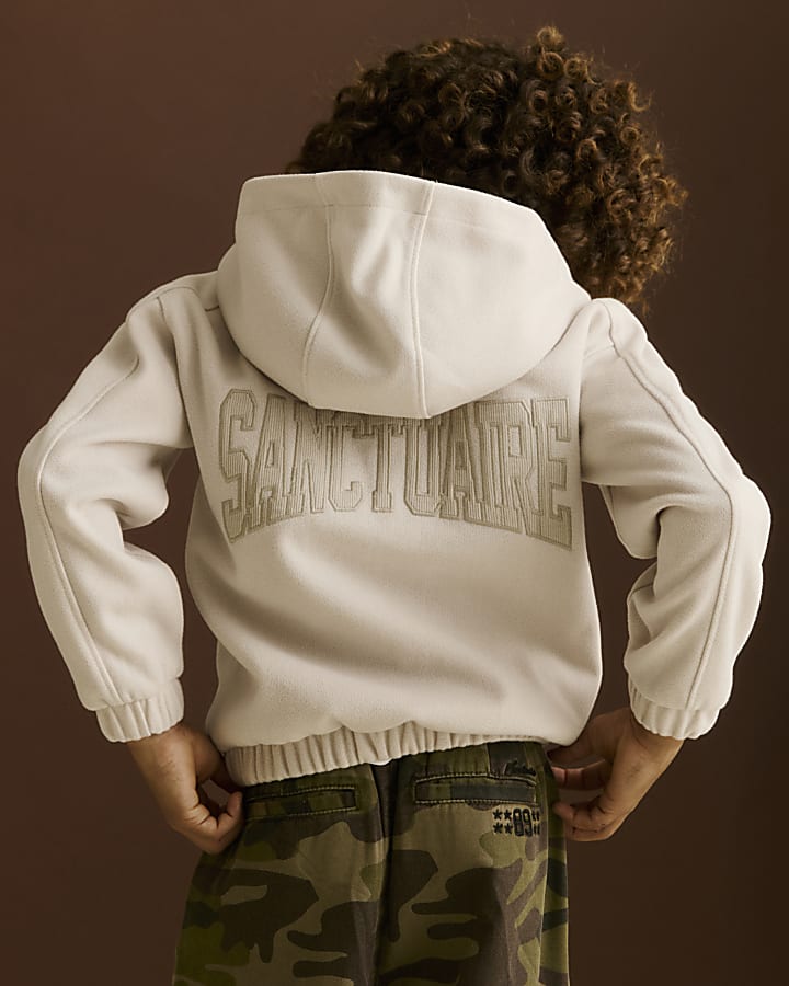 Cream Felt Sanctuaire Zip Through Hoodie