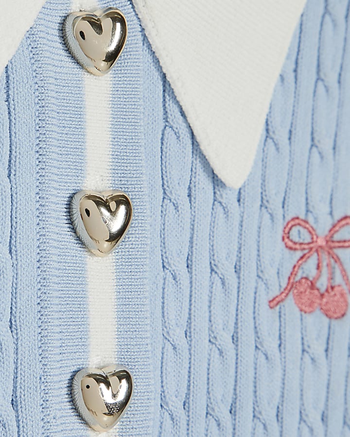 Girls Blue Tipped Polo Shirt
