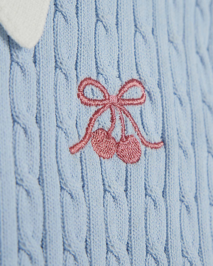 Girls Blue Tipped Polo Shirt