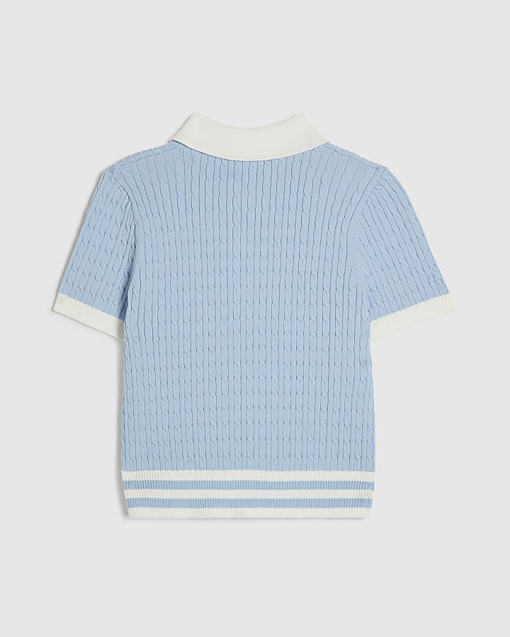 Girls Blue Tipped Polo Shirt