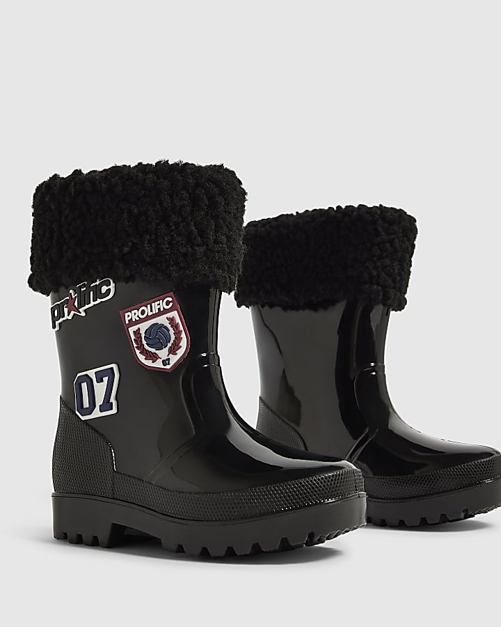 Mini Boys Black Badges Wellies