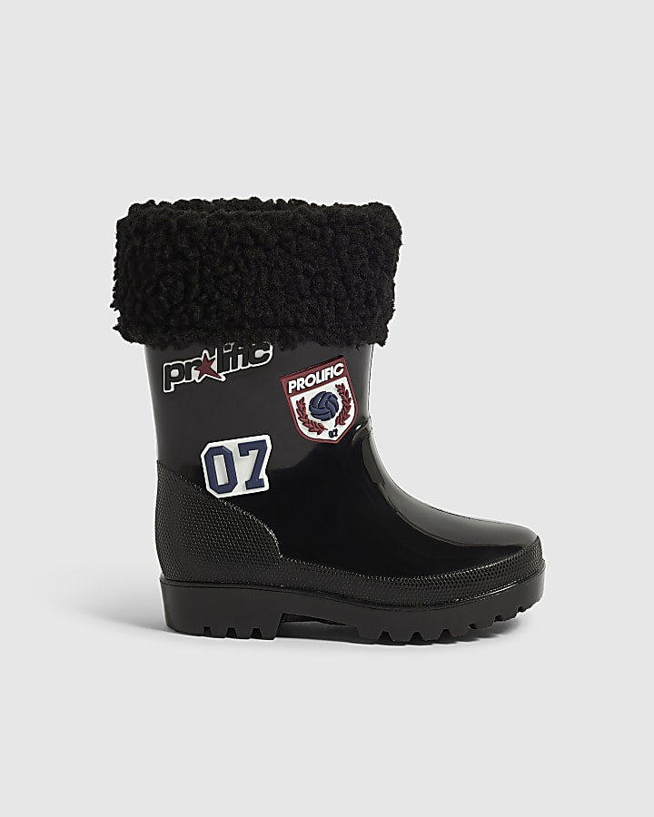Mini Boys Black Badges Wellies