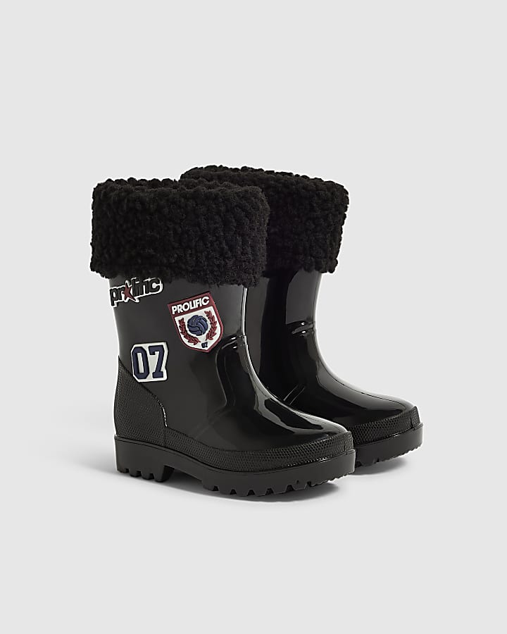 Mini Boys Black Badges Wellies