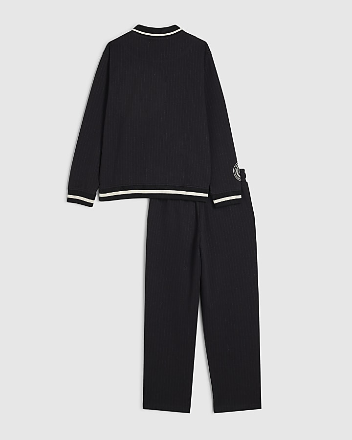 Boys Navy RI Pinstripe Bomber And Trouser Set