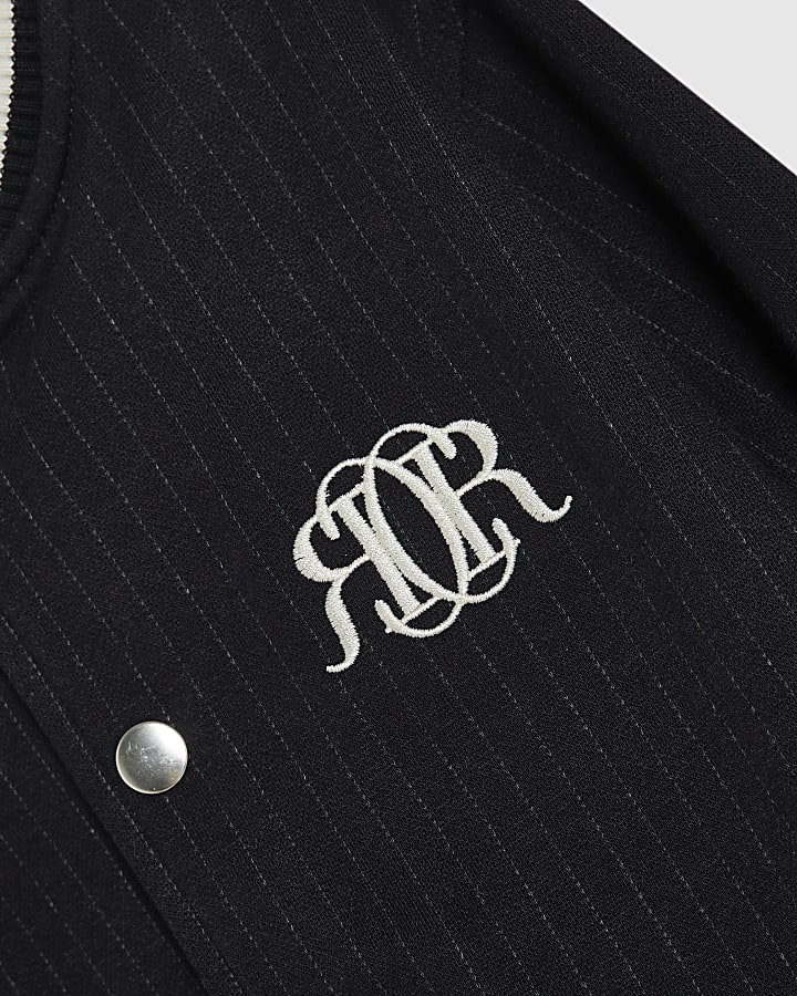 Mini Boys Navy Pinstripe Bomber Jacket Set